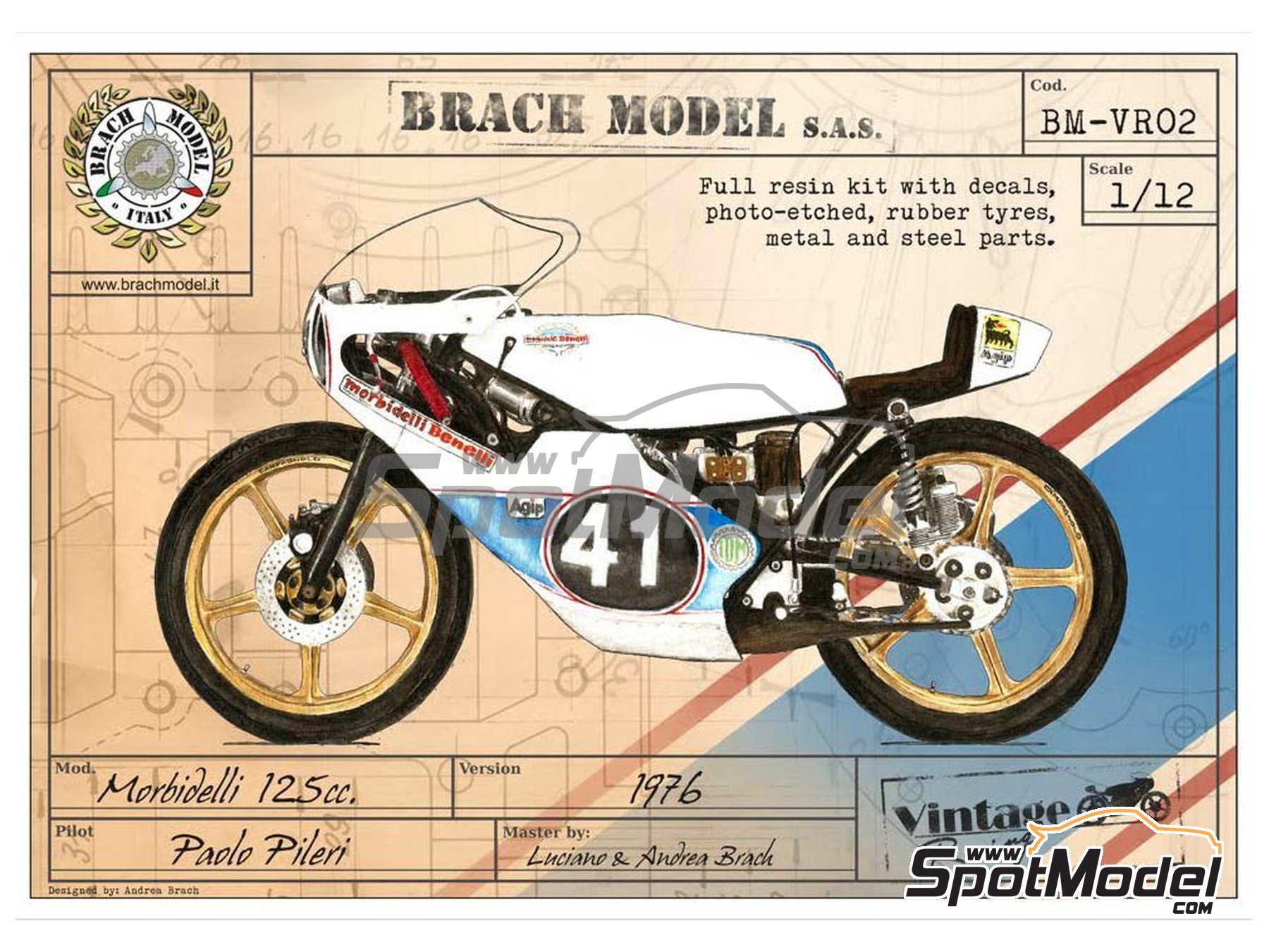 Brach Model BM-VR02: Motorbike scale model kit 1/12 scale Brach Model BM-VR02: Motorbike scale model kit 1/12 scale